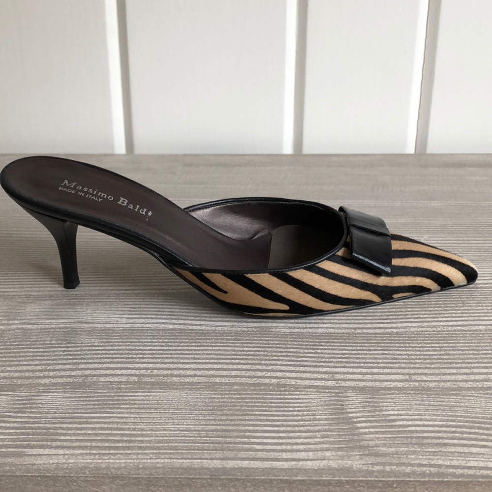 Zebra stripe mules/Massimo Baldi 9BMade in Italy.